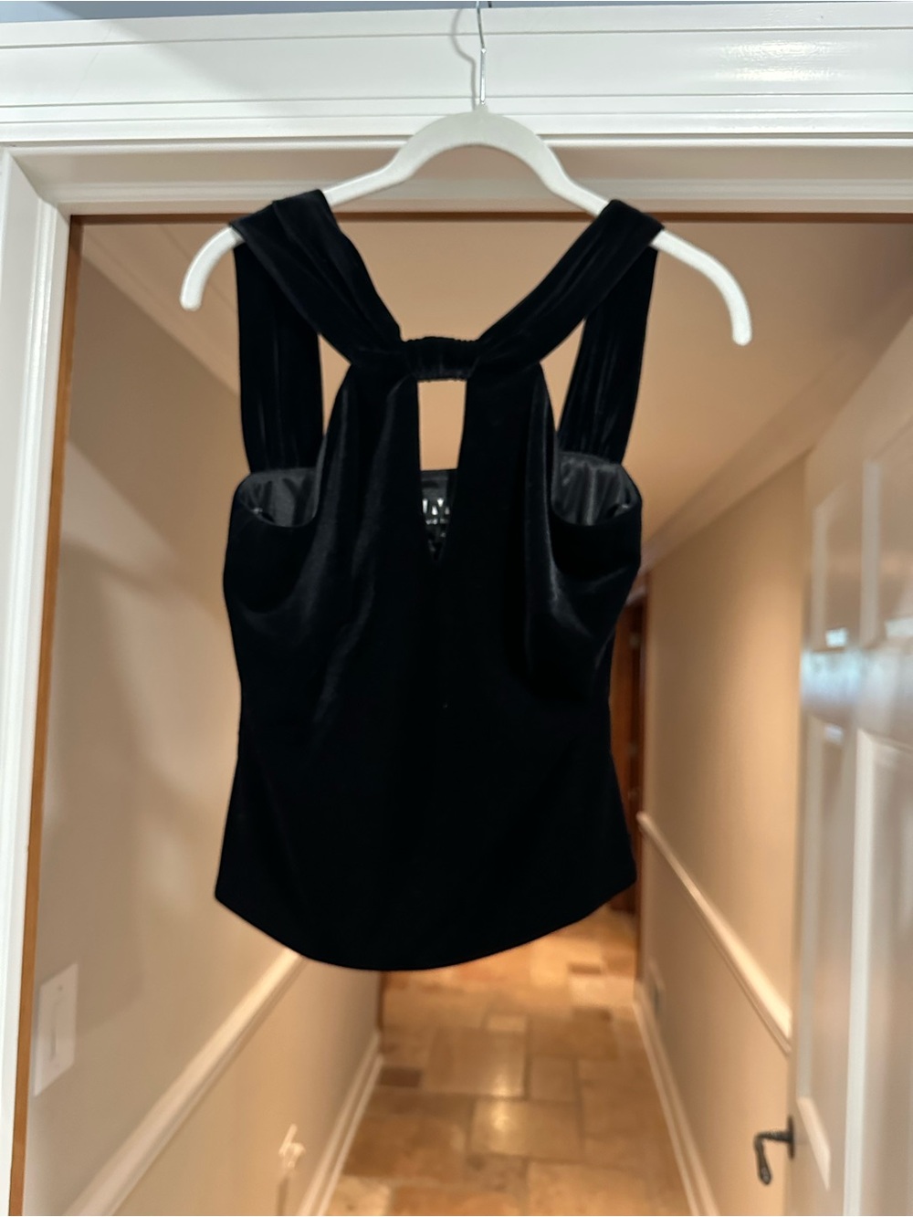 David Meister Black Velvet Twist-Back Camisole